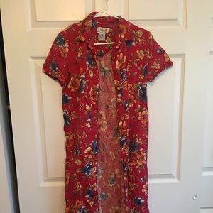 Vintage linen/cotton floral dress or vest